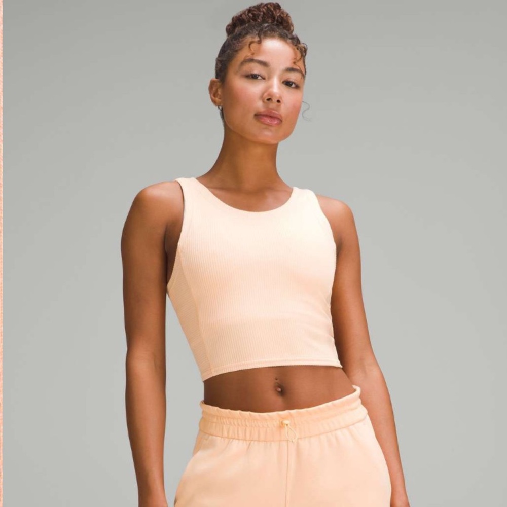 LULULEMON orange Ribbed Softstreme Cropped Tank Top